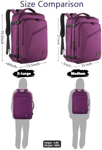 MATEIN Travel Backpack for Women, Expandable Flight Approved Carry on Water Resistant Lightweight Suitcase, Large Business Weekender Personal Item Backpack, Gift for Traveler, Purple