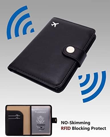 ZOPPEN Passport Holder Women, Passport Cover Travel Wallet Rfid Blocking Passport Wallet Cover Case Travel Essentials Document Organizer, Black