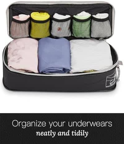 OlarHike 4 Set Compression Packing Cubes for Suitcases,Travel Essentials, Lightweight Luggage Travel Organizer Bags, Expandable Travel Cubes for Carry-on Suitcases (Black)