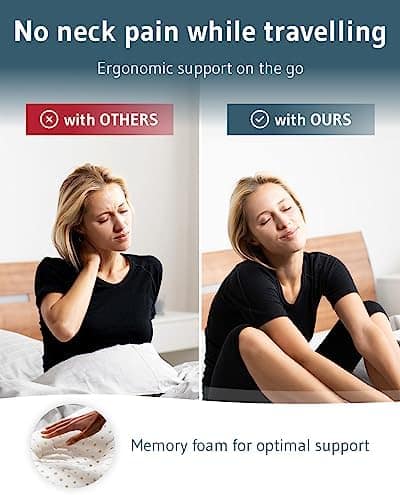 Travel Pillow VOLAR QuickDry | Memory Foam Neck Pillow | Quick Drying & Thermoregulating | Includes travel bag | Ergonomic Pillow For Sleeping on Airplane, Hotel, Camping, Couch - Designed in Germany