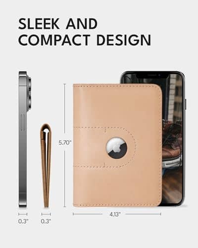 ALLIVE Genuine Leather Passport Holder Wallet Cover Case for Men and Women, International Travel Must Haves Airport Essentials Passport Holder with Airtag Slot(Beige)