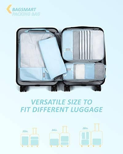 Compression Packing Cubes for Suitcases, BAGSMART 6 Set/4 Set/2 Set Travel Essentials for Travel Organizer Cubes, Lightweight Luggage Suitcase Organizer Bags, Packing Organizers as Travel Accessories