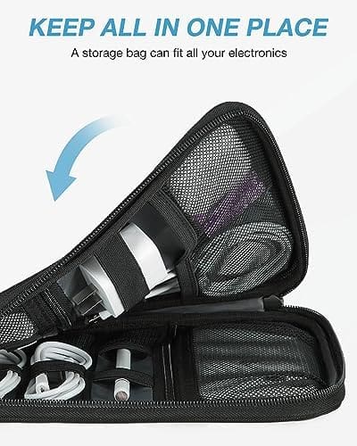 BAGSMART Electronics Organizer Travel Case, Small Cable Organizer Bag for Travel Essentials, Travel Tech Organizer as Travel Accessories, Cord Organizer for Phone, Power Bank, SD Card, Black