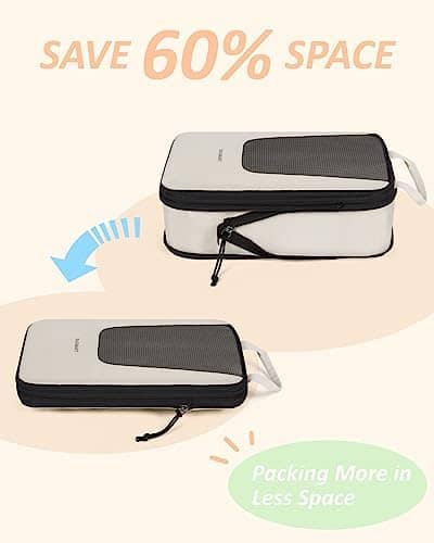 BAGSMART Compression Packing Cubes for Travel, 6 Set Travel Packing Cubes for Suitcases, Compression Suitcase Organizer Bags Set for Travel Essentials, Lightweight Packing Organizers