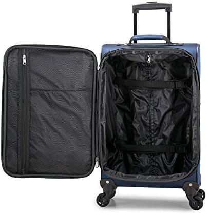 U.S. Traveler Aviron Bay Expandable Softside Luggage with Spinner Wheels, Navy, Carry-on 22-Inch