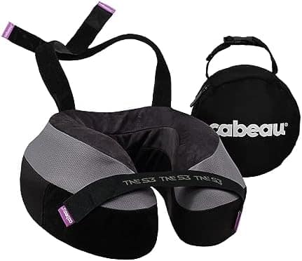 Cabeau The Neck's Evolution, TNE S3 Travel Neck Pillow Memory Foam Airplane Pillow - Neck Pillow with Attachment Straps - 360-Degree Support for Travel, Home, Office, and Gaming - (Berlin Grey)