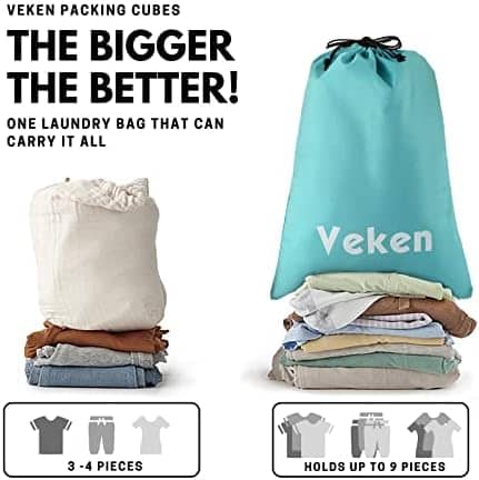 6 Set Packing Cubes for Suitcases, Travel Organizer Bags for Carry on Luggage, Veken Suitcase Organizer Bags Set for Travel Essentials Travel Accessories in 4 Sizes(Extra Large, Large, Medium, Small)