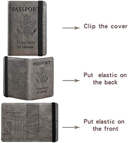 Passport Holder Cover Wallet Travel Essentials RFID Blocking Leather Card Case International Travel Must Haves Travel Accessories for Women Men(101#Coffee Grey)