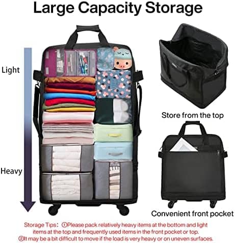 Hanke Expandable Foldable Luggage Bag Suitcase Collapsible Rolling Travel Luggage Bag Duffel Bag for Men Women Lightweight Suitcases