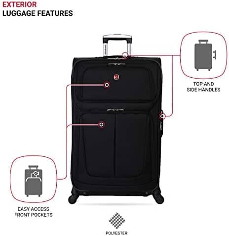 SwissGear Sion Softside Expandable Roller Luggage, Black, Checked-Large 29-Inch