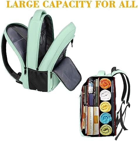 MATEIN Travel Laptop Backpack, 15.6 Inch Computer Backpack with USB Charging Port, Slim Lightweight Fashion Water Resistant Womens Traveling Backpack Casual Daypack for College Office, Mint Green
