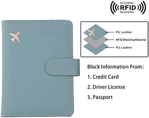 Melsbrinna Passport Holder,Passport Holder Card Slots,Cute Passport cover for Women/Men,Waterproof Rfid Blocking Travel Wallet (Greyish green New)