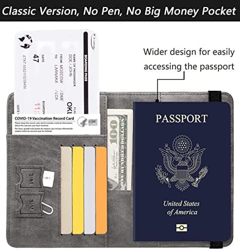 Passport Holder Cover Wallet Travel Essentials RFID Blocking Leather Card Case International Travel Must Haves Travel Accessories for Women Men(101#Coffee Grey)