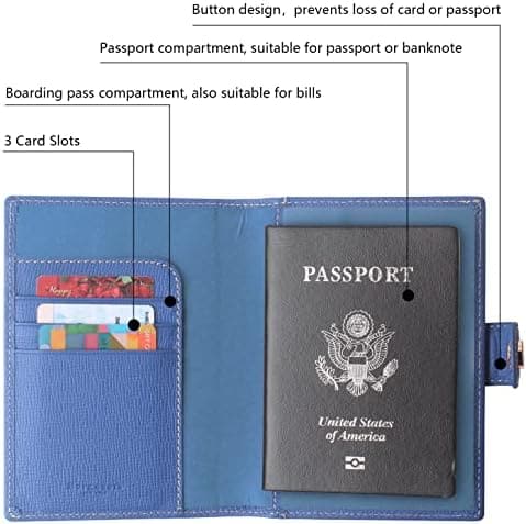 Genuine Leather Passport Case, RFID Passport Cover with Credit Card Holder for Women and Men Family ID Travel