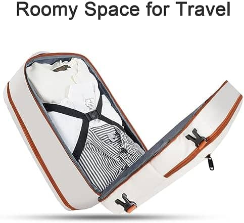 MATEIN Carry on Backpack for Airplanes, 17 inch Laptop Backpack with USB Charging Port for Women, Light Flight Approved Luggage Backpacks Weekender Overnight Daypack for Business College Travel, Beige