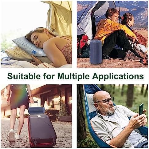 Gehannah Travel Pillow - Compressible Camping Pillow for Sleeping, Shredded Memory Foam Pillow with Storage Bag Compact Supportive, Pillow for Adults Kids Outdoor Backpacking Hiking Gear