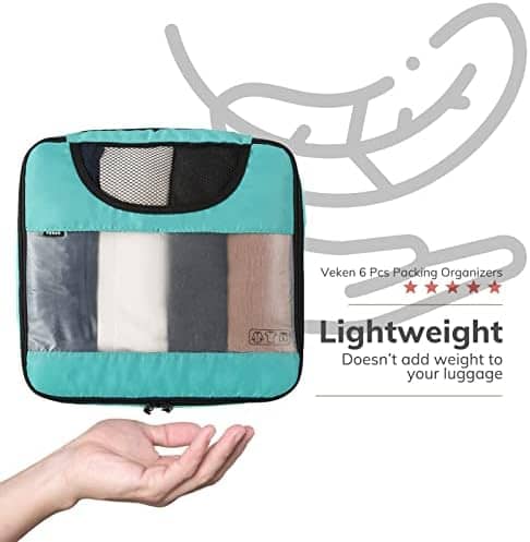 6 Set Packing Cubes for Suitcases, Travel Organizer Bags for Carry on Luggage, Veken Suitcase Organizer Bags Set for Travel Essentials Travel Accessories in 4 Sizes(Extra Large, Large, Medium, Small)