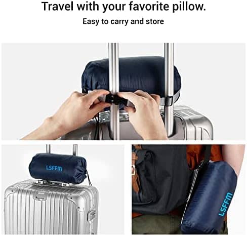 LSFFM Camping Pillow Lightweight,Easy to Carry,Memory Foam Travel Pillow,Backpacking Pillow,Portable Pillow with Travel Storage Bag,Removable Pillow Cover (White)