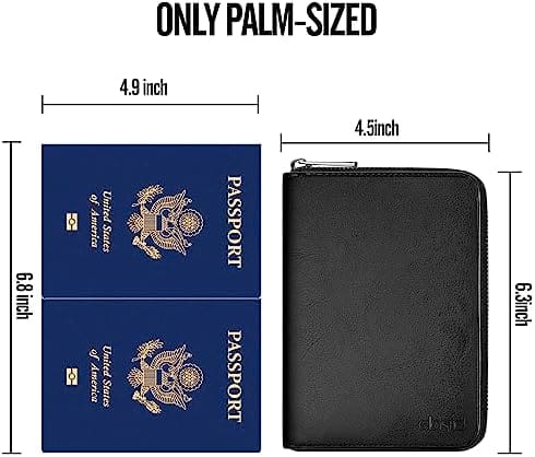 ELASND Passport Holder, Ultra Large Storage Capacity Design. Passport Case Passport Cover Leather Passport Wallet with RFID Blocking Linning and Zipper Closure