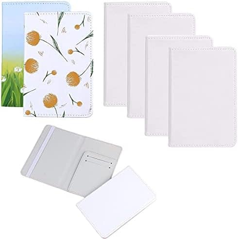 4 Pieces DIY Sublimation Passport Holder Covers, PU Leather Blank Heat Transfer Travel Passport Book Holder Wallet Cover for Passport, Business Cards, Credit Cards, Boarding Passes
