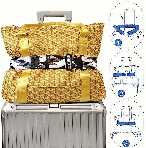 Leevanoo Luggage Strap Travel Belt for Luggage Stylish & Djustable Travel Belt for Luggage Over Handle-Airport Travel Accessories,Travel Belt Bag for Women & Men-Luggage Strap for Carry on Bag