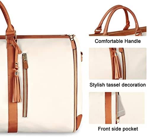 Garment Duffle Bags for Travel, Convertible Travel Garment Bag with Shoulder Strap, Large Carry on Garment Bag Weekender Bag for Women with Shoe Pouch - 2 in 1 Hanging Suitcase Suit Travel Bags, Blue