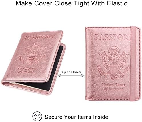 WALNEW RFID Passport Holder Cover Wallet for Women Men, PU Leather Card Holder Passport Case Travel Essentials for Family Vacation