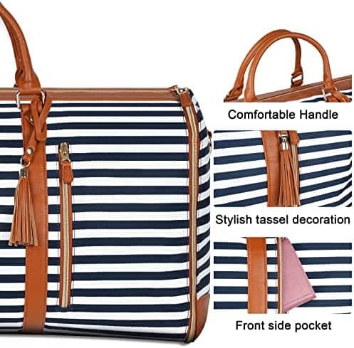 Garment Duffle Bags for Travel, Convertible Travel Garment Bag with Shoulder Strap, Large Carry on Garment Bag Weekender Bag for Women with Shoe Pouch - 2 in 1 Hanging Suitcase Suit Travel Bags, Blue