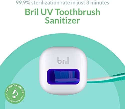 Bril UV-C Toothbrush Sanitizer, Portable Sterilizer, Cover, Holder, and Case for Any Size Toothbrush, White