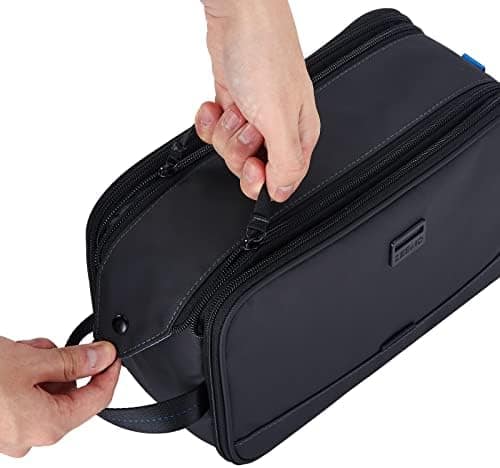 Toiletry Bag for Men, Extra Large Water-resistant Dopp Kit with Double Side Full Open Design, Shaving Bag for Toiletries and Shaving Accessories for Long Travel, Black