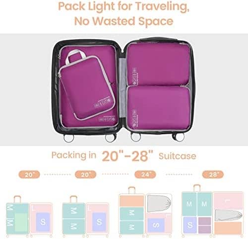 Cambond Compression Packing Cubes for Travel - Travel Bags Luggage Organizers Travel Essentials Compression Cubes for Carry on Suitcases