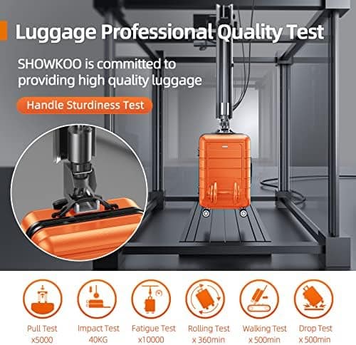 SHOWKOO Luggage Sets Expandable PC+ABS Durable Suitcase Sets Double Wheels TSA Lock 4 Piece Luggage Set Orange