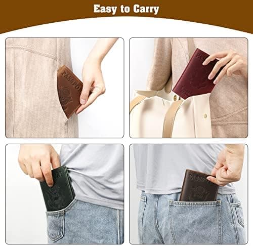 Jack&Chris Leather Passport Holder, Passport Travel Wallet Cover Case for Men Women, Leather Travel Documents Organizer Protector, JC105-Brown