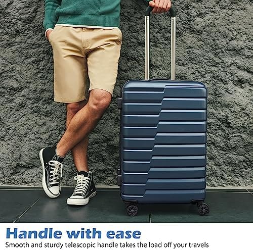 COOLIFE Expandable Suitcase PC ABS TSA Luggage 3 Piece Set Lock Spinner Carry on (Teal blue)