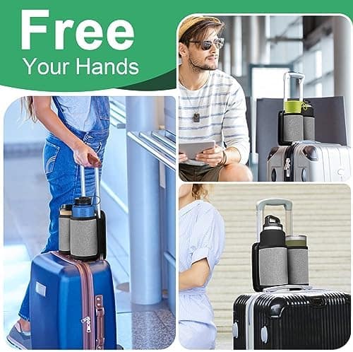 Accmor Luggage Travel Cup Holder Universal Suitcase Cup Holder, Free Hands Drink Caddy Suitcase Beverage Holder, Luggage Cup Caddy Gifts for Travelers Flight Attendants