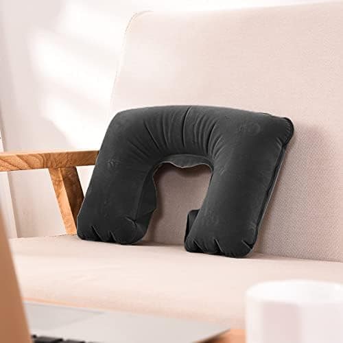 2 Pack Inflatable Travel Neck Cushion Pillow Supports Head & Neck (Black) By DINY Home & Style