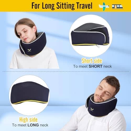 Glowa Travel Pillow, Neck Pillow for Airplane and Car. Upgrade in 2023,Wider Adjustable Range. Enhanced Front Support Effect.(Navy Blue)
