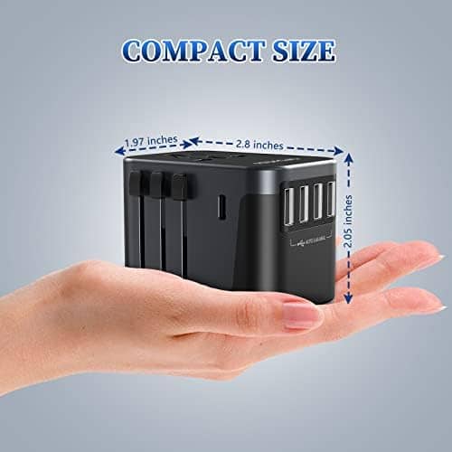Universal Travel Adapter, Redagod International Adaptor 4 USB A 1 USB C Ports, AC Power Plug Adapter All-in-one Travel Charger Outlet Converter for Europe UK AUS Asia Japan Covers 200+Countries