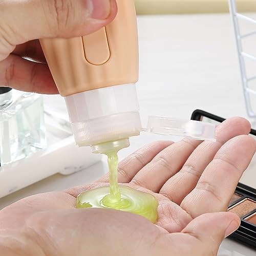 Mrsdry Travel Bottles for Toiletries, TSA Approved,BPA Free 3 Ounce Leak Proof Squeezable Silicone Bottles, Refillable Travel Accessories for Shampoo Body Wash Lotion Soap Liquids (4 Pack)