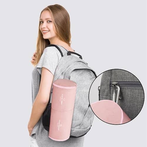 urnexttour Travel Blanket and Pillow- Travel Bag, Hand Luggage Belt Compact Premium Soft Airplane Blanket, Pink