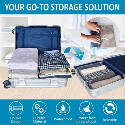 24 Travel Compression Bags Vacuum Packing, Space Saver Bags for Luggage, Cruise Ship Essentials (9 Large Roll/9 Medium Roll/6 Small Roll)