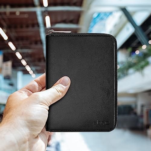 ELASND Passport Holder, Ultra Large Storage Capacity Design. Passport Case Passport Cover Leather Passport Wallet with RFID Blocking Linning and Zipper Closure