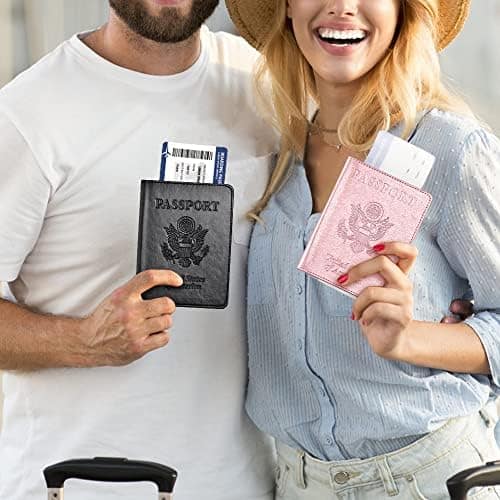 Passport and Vaccine Card Holder Combo with Vaccine Card Slot, Wallet, Passport Cover, Passport Case, Passport Holder for Women and Men（AA-Black）