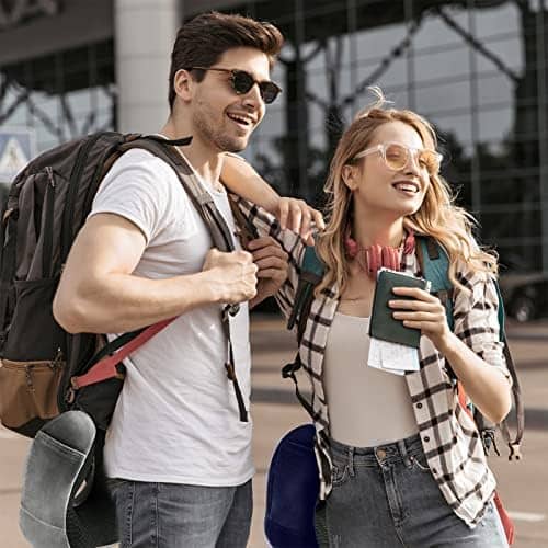 urnexttour Travel Pillow for Airplane-2 Pack Memory Foam Neck Pillows, Soft & Support Travel Pillow for Travelling, Sleeping Rest, Car, Train and Home Use (Grey&Blue)
