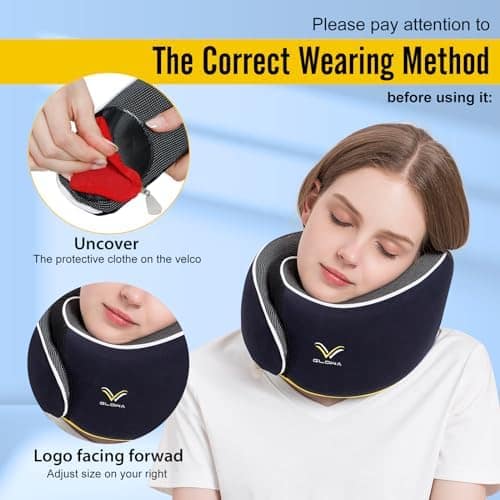 Glowa Travel Pillow, Neck Pillow for Airplane and Car. Upgrade in 2023,Wider Adjustable Range. Enhanced Front Support Effect.(Navy Blue)