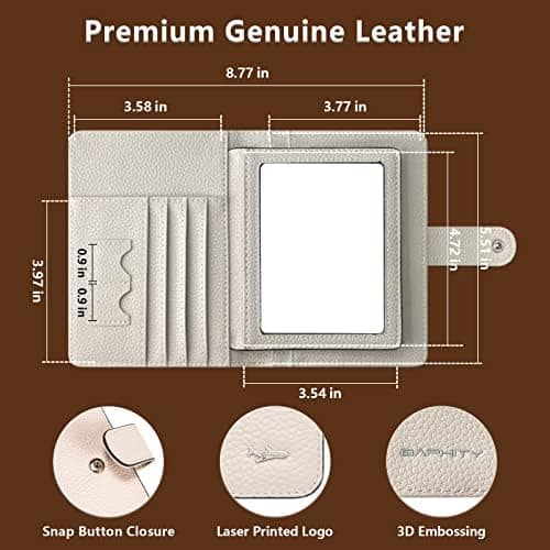 Passport Holder Women, Genuine Leather Passport Wallet RFID Blocking for Men and Women, Passport Cover with Snap Closure Fit for Immunization Record Card Beige