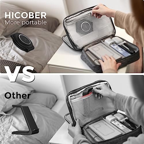 3 in 1 Charging Station for Apple Multiple Devices, Hicober Travel Wireless Charger for Magsafe Charger Foldable Stand Compatible for Apple Watch/iWatch/Airpods/for iPhone 14 13 12 Pro Max Black