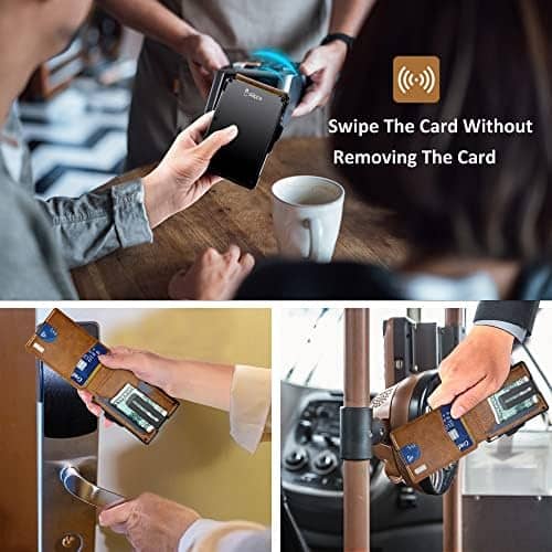 umoven Wallet for Men - with Money Clip Slim Leather Slots Credit Card Holder RFID Blocking Bifold Minimalist Wallet with Gift Box (Brown)