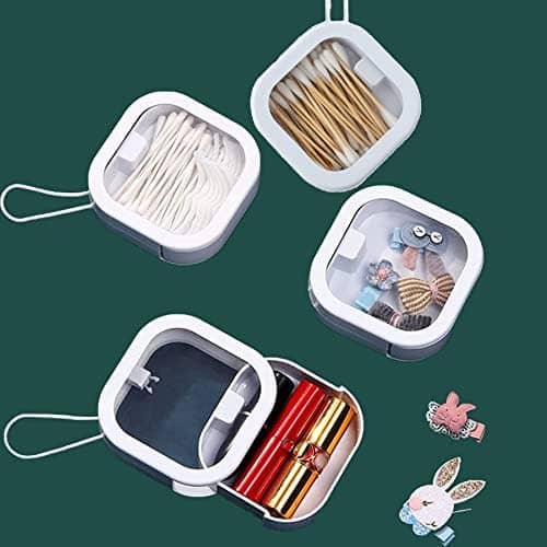 4pcs Hair Tie Organizer,Portable Travel Qtip Holder,Bathroom Storage Organizer Qtip Dispenser Cotton Swabs Dispenser Kids Hair Accessory Box with Lid for Bathroom,Desktop Organizer (4 Pcs White)