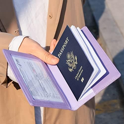 TIGARI Passport Holder Women, Travel Must Haves Passport and Vaccine Card Holder Combo, Slim Travel Accessories Passport Wallet for Men, PU Leather Passport Cover Protector Travel Essentials